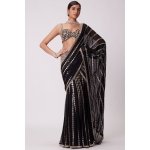 Black Mirror Work Lehenga Saree with Attached Dupatta - Image 3