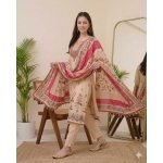 Premium Muslin Embroidered Straight Suit Set with Dupatta - Image 4