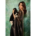 Black Mirror Work Lehenga Saree with Attached Dupatta - Image 7