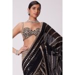 Black Mirror Work Lehenga Saree with Attached Dupatta - Image 5
