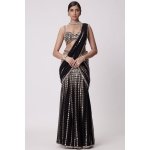 Black Mirror Work Lehenga Saree with Attached Dupatta - Image 6