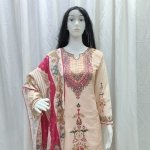 Premium Muslin Embroidered Straight Suit Set with Dupatta - Image 5