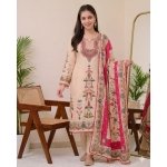 Premium Muslin Embroidered Straight Suit Set with Dupatta - Image 2