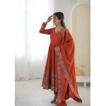 Elegant Embroidered Sequence Designer Anarkali Gown Set (3 Piece) - Image 3