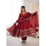 Elegant Embroidered Sequence Designer Anarkali Gown Set (3 Piece) - Image 5