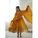 Elegant Embroidered Sequence Designer Anarkali Gown Set (3 Piece) - Image 6
