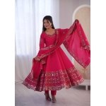 Elegant Embroidered Sequence Designer Anarkali Gown Set (3 Piece) - Image 7
