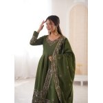 Elegant Embroidered Sequence Designer Anarkali Gown Set (3 Piece) - Image 13