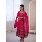 Elegant Embroidered Sequence Designer Anarkali Gown Set (3 Piece) - Image 15