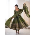 Elegant Embroidered Sequence Designer Anarkali Gown Set (3 Piece) - Image 17