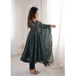 Elegant Jacquard Butti Designer Anarkali Gown Set (3 Piece) - Image 2