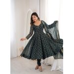 Elegant Jacquard Butti Designer Anarkali Gown Set (3 Piece) - Image 3