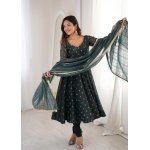 Elegant Jacquard Butti Designer Anarkali Gown Set (3 Piece) - Image 4