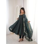 Elegant Jacquard Butti Designer Anarkali Gown Set (3 Piece)