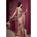 Blush Floral Printed Georgette Saree with Hand Mirror & Sequin Work - Image 4