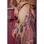Blush Floral Printed Georgette Saree with Hand Mirror & Sequin Work - Image 5