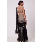 Black Mirror Work Lehenga Saree with Attached Dupatta - Image 4