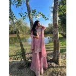 Noor Luxe Embroidered Kurta Sharara Set with Organza Dupatta - Image 4