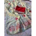 Rajwada Cosmos Tissue Silk Gota Patti Saree with Lehriya Blouse - Image 5
