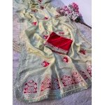 Rajwada Cosmos Tissue Silk Gota Patti Saree with Lehriya Blouse - Image 4
