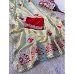 Rajwada Cosmos Tissue Silk Gota Patti Saree with Lehriya Blouse - Image 3
