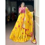 Sunshine Bloom Floral Printed Lehenga Set with Handwork Blouse - Image 4