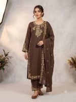 Designer Roman Embroidered Kurta Palazzo Set with Dupatta