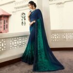 Designer Georgette Silk Printed Saree with Jacquard Lace Border - Image 5