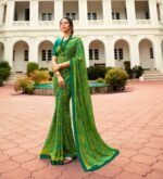 Designer Georgette Silk Printed Saree with Jacquard Lace Border - Image 4