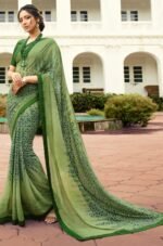 Designer Georgette Silk Printed Saree with Jacquard Lace Border