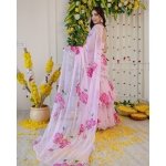 Blush Bloom Floral Organza Saree with Ruffle Skirt - Image 2