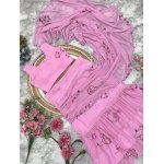 Blush Bloom Floral Organza Saree with Ruffle Skirt - Image 3