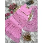 Blush Bloom Floral Organza Saree with Ruffle Skirt - Image 4