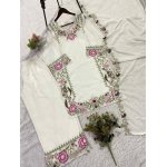 Fox Georgette Embroidered Kurti Palazzo Set with Dupatta - Image 2