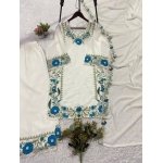 Fox Georgette Embroidered Kurti Palazzo Set with Dupatta - Image 3