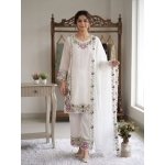Fox Georgette Embroidered Kurti Palazzo Set with Dupatta