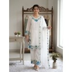 Fox Georgette Embroidered Kurti Palazzo Set with Dupatta - Image 4