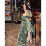 Women's Green Organza Silk Embroidered Kurti Palazzo Set with Dupatta - Image 2