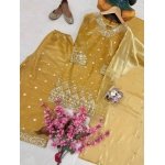 Golden GMY Silk Kurti Palazzo Set with Dupatta - Image 5