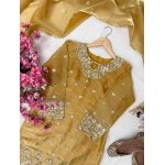 Golden GMY Silk Kurti Palazzo Set with Dupatta - Image 3