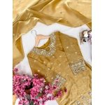 Golden GMY Silk Kurti Palazzo Set with Dupatta - Image 4