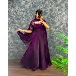 Fendy Satin Embroidered Sequence Gown with Dupatta