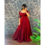Fendy Satin Embroidered Sequence Gown with Dupatta - Image 8