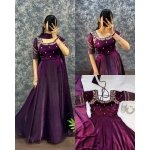 Fendy Satin Embroidered Sequence Gown with Dupatta - Image 4