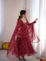 Digital Printed Anarkali 3-Piece Set with Mirror Work Dupatta - Image 2