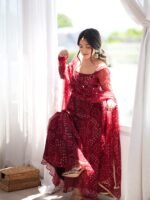 Digital Printed Anarkali 3-Piece Set with Mirror Work Dupatta - Image 4