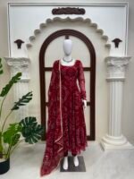 Digital Printed Anarkali 3-Piece Set with Mirror Work Dupatta - Image 6