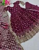 Designer Gown with Pant & Dupatta Set - Image 12