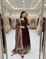 Designer Gown with Pant & Dupatta Set - Image 3