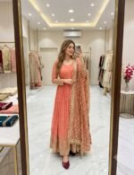 Designer Gown with Pant & Dupatta Set - Image 5